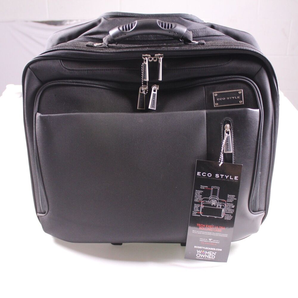 ECO STYLE Tech Exec Ultra Rolling Case Black 16.1" Laptop Mobile Printer Bag NWT